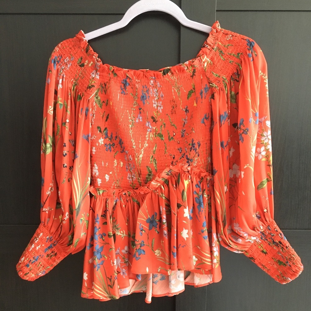 Alexis Ruffle Off Shoulder Puff Sleeve Shirt XS